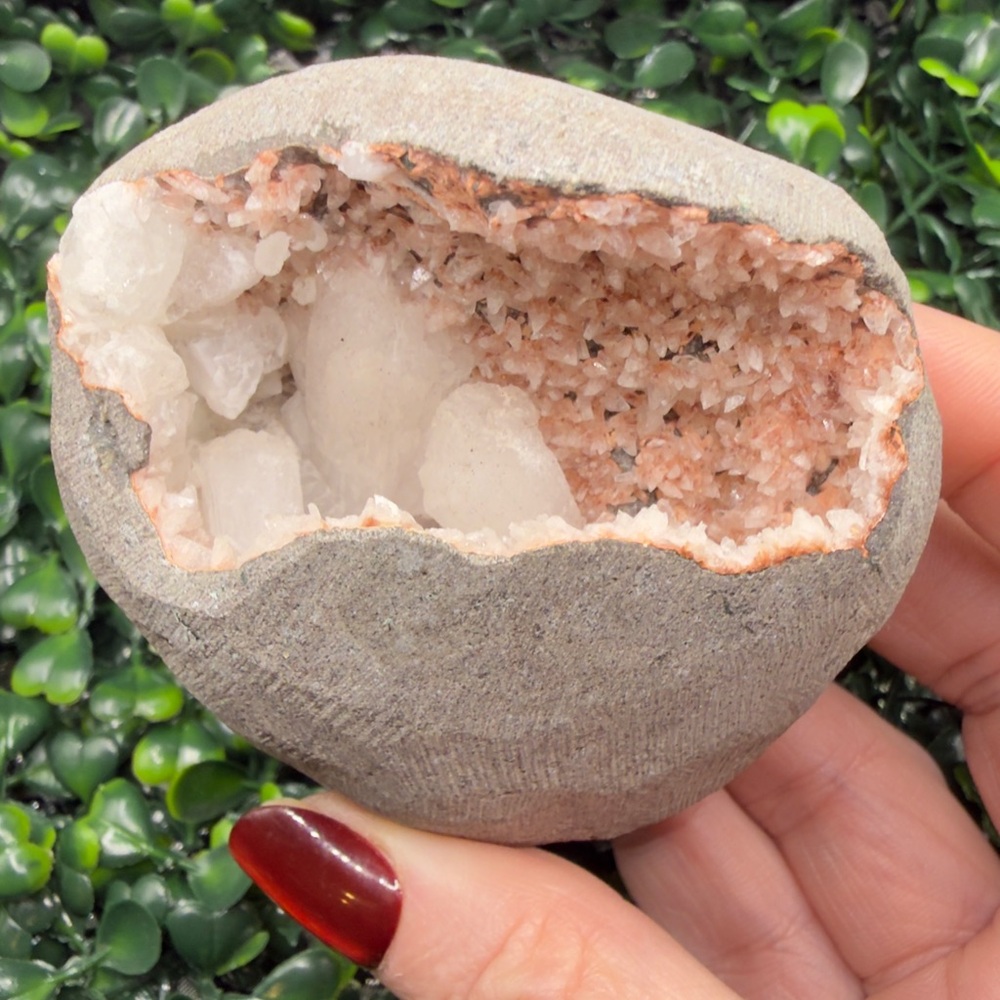 Pink Heulandite with Stilbite Geode